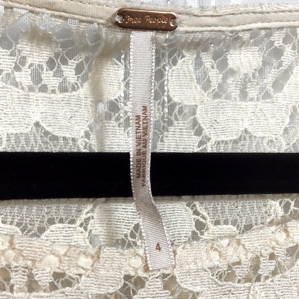 Free People Cream All Over Lace 3/4 Sleeves with Rayon Lingerie Slip Sz.4 - Picture 4 of 10